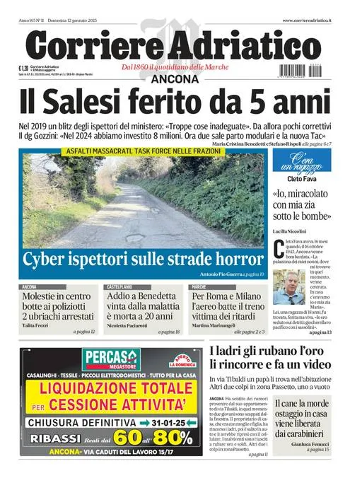 Prima-pagina-corriere adriatico-edizione-di-oggi-12-01-2025